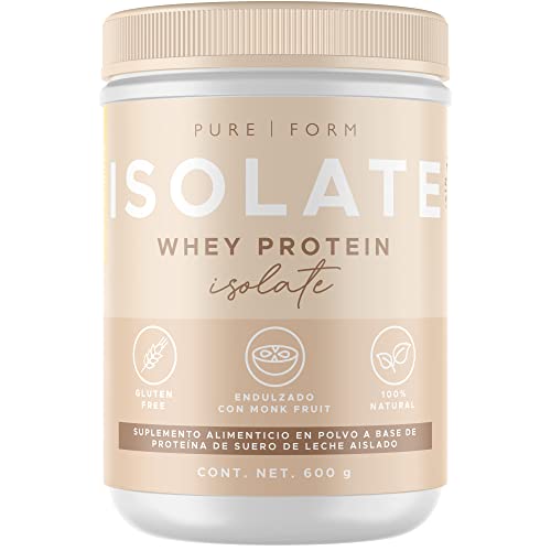 Proteínas, Pure Form ISOLATE Protein – Proteína de Suero de Leche Aislado Endulzada con Fruto del Monje | Ingredientes de Origen Orgánico | 600 gramos | 20 porciones...