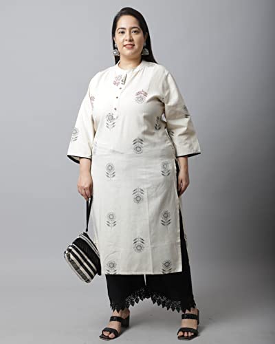 Image of Rajnandini Women's Cotton Regular Fit Jaipuri Printed Kurti (JOPLJPR10X)