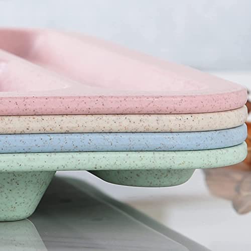 4Pcs Unbreakable Divided Plate,14Inch Reusable Plastic Lunch Trays With 6 Compartments,Large Portion Control Plate Balanced Meal Plate For Adults,Microwave & Dishwasher Safe For Daily Use,4Colors #TOP3