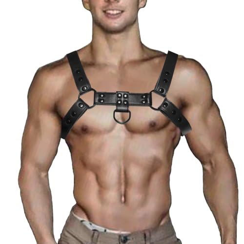 Image of Harness for Men Adjustable Body Chest Harness Belt Clubwear for Halloween Christmas (Black)