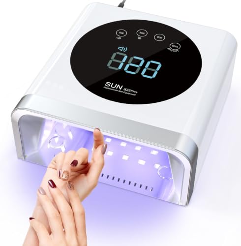 NAILGIRLS Lámpara LED UV Profesional, secador de uñas Rápido de 150 W para gel y esmalte regular, secador LED de gel de curado de esmalte de uñas con 4 ajustes de temporizador, sensor automático