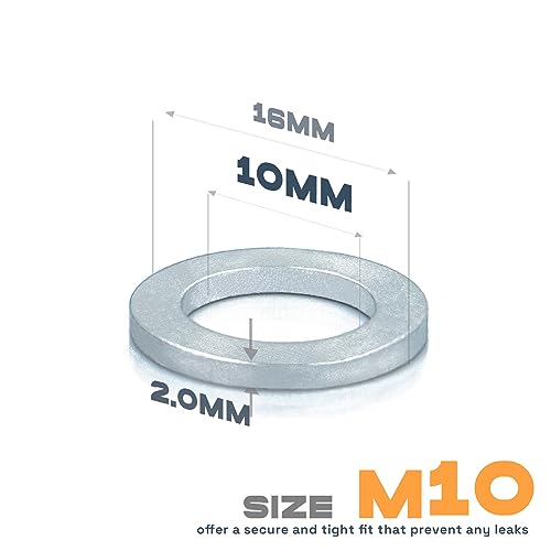 Image of 20Pcs M10 Oil Drain Plug Gasket, Aluminum Washer Crush Washer, for Change, Sealing Ring by KeeRoarin Silver