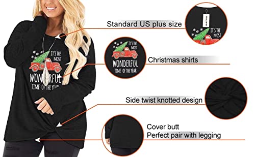 Image of DOLNINE Womens Plus Size Knotted Tops Long Sleeve Tee Shirts Loose Casual Blouse