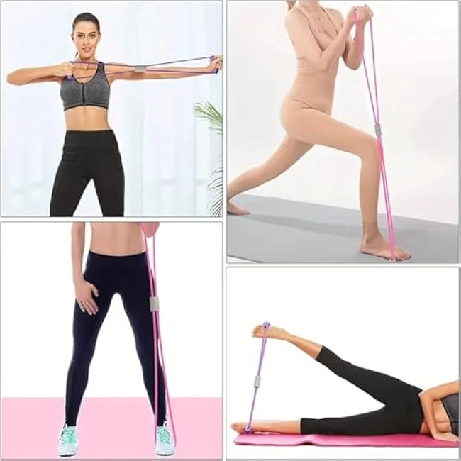 2PCS Figure 8 Resistance Band, Figure 8 Resistance Band with Handles, Stretch Fitness Strap for Full-Body Workouts, Strength Training, Flexibility, Exercise Elastic Rope for Home&Gym-Pink