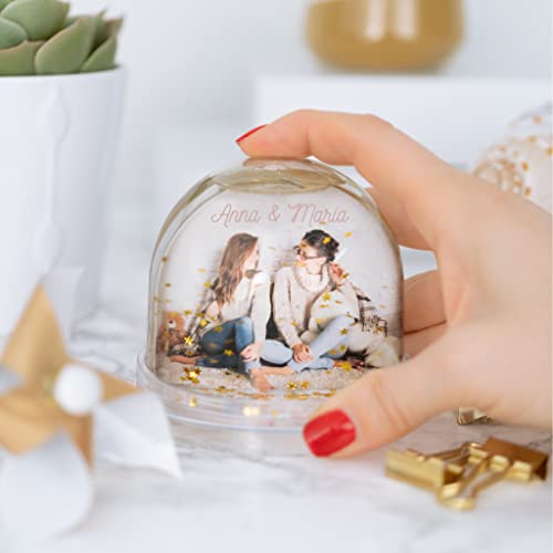 Miniatura 2 de Wanapix Bola De Estrellas Personalizada Con 2 Fotos Personalizado Con Foto Y Texto Relleno De Estrellas Regalo Original Para San Valentín 8,5ø X 9cm - Esférica