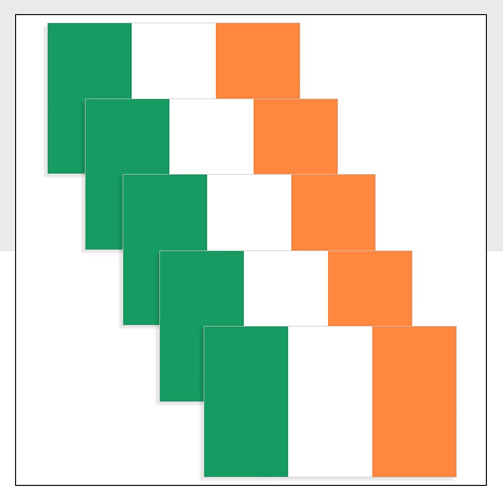 Ireland Flag Bike Stickers Pack of 5 (60 x 36mm) Waterproof IRL Labels for Van Car Helmet Packwith® #P1081