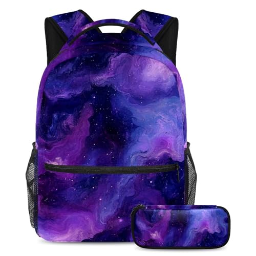 Cartable violet galaxy grand format pour organiser les cahiers lourds des étudiants