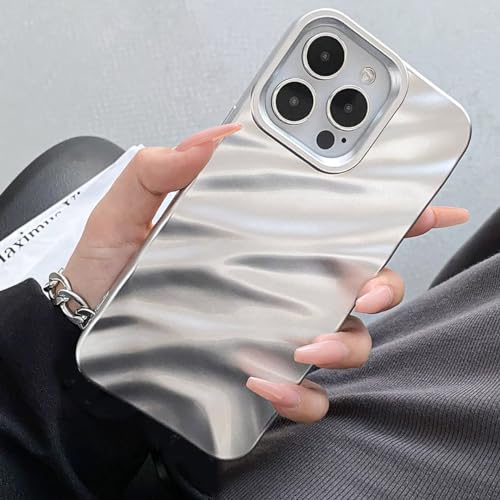 Coque iPhone 16 vague argent mat silicone souple antichoc