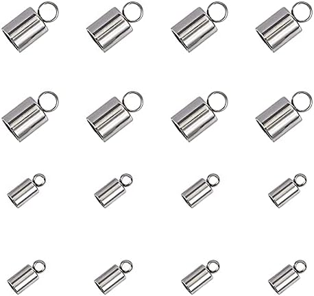 UNICRAFTALE 100pcs 2 Sizes 3mm/4mm Barrel Cord Ends 304 Stainless Steel End Caps Leather Cord Ends Terminators End Tip Bead Caps for Leather Cord Bracelets Jewelry Making