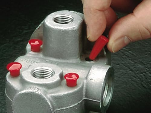 Image of Caplugs TP-4 - TP Series - Tapered Vinyl Plugs, 50 Pack, Min Hole Diameter 0.07 inch x Max Hole Diameter 0.15 inch x Length 0.50 inch, Vinyl, Red, Flexible, Small Hole Plugs (99390045)