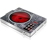 GRACEALL 1800W Electric Infrared Stove, Single Burner Electric Cooktop, Portable Countertop Burner for Cooking, Plug in Kitchen Hot Plate, Temperature Adjustable Compact Hob Camping Stoves