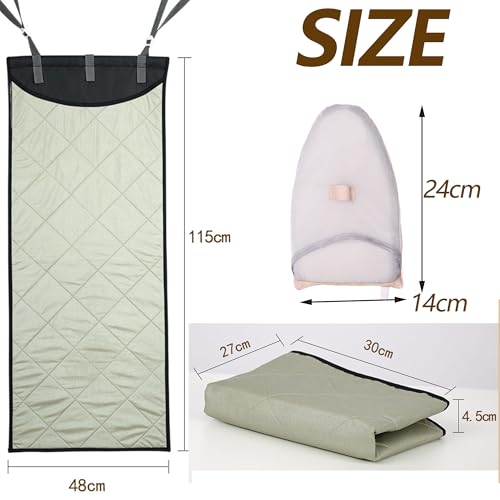 QSLKI Bügelunterlage 115 x 48cm, Bügelmatte für Hinter der Tür, Bügelkissen Tragbares, Bügeldecke Home, Bügelunterlage Hitzebeständig, Rutschfeste Bügelunterlage mit Bügelhandschuhe für Tischplatte