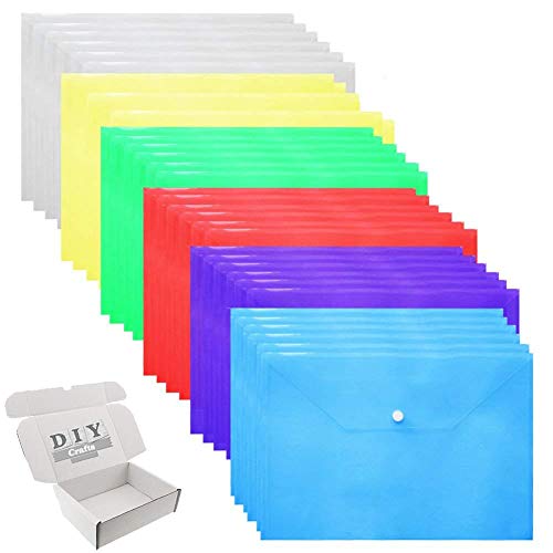 Image of DIY Crafts Style No # 1, Pack of 12 Pc, Poly Envelope Folder with Snap Button Closure, Waterproof Transparent Project En(Style No # 1, Pack of 12 Pc)