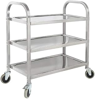 Hyner 3 Tier Stainless Steel Kitchen Trolley Cart, Serving Kitchen Trolley Kitchen Cart with Locking Wheels