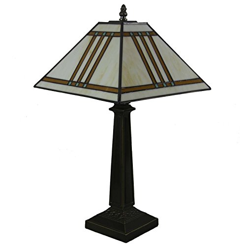 Bieye L10345 Mission Tiffany Style Stained Glass Table Lamp With 11-Inches Wide Lampshade, 20-Inch Tall #TOP2