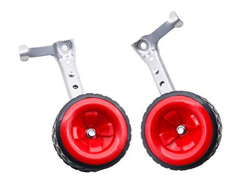 MOSHAY Bicycle Training Wheels Fits 16 18 20 22 24 inch Kids Variable Bike (D-red)