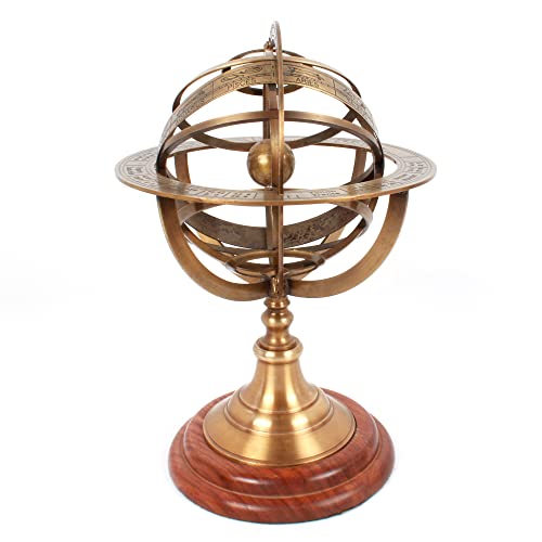 Handcrafted Trading Co. Globo celestial com gravação de globo mundial de latão antigo náutico de 28