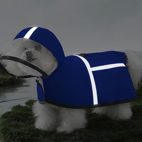 Chubasquero impermeable de perro grande con enganche de correa azul 4