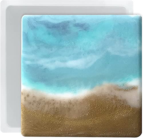 Image of SNOOGG Pack of 2 Silicone Moulds in Square Shape for Epoxy Resin Art, DIY, Casting,Making Coaster, Home Decoration, Cup Mat and More ..