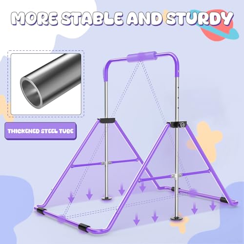 Safly Fun Kids Gymnastics Bar with Mat Foldable & Adjustable 35