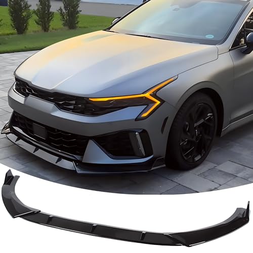 STSEV01 Front Bumper Lip Splitter Spoiler Compatible with KIA K5 EX/LX/LXS/GT 2021-2026 - Kia K5 GT/GT-Line 2025 2026, 3pcs Air Dam Chin Body Kit Underbody Lip Accessories (Gloss Black)