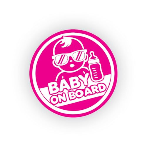Zaqiz Baby on Board Safety Sticker for Car to Keep Fellow Drivers Alert (Pink with White)