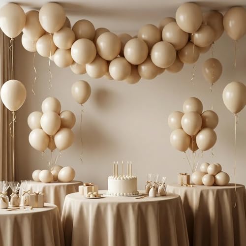 Image of White Sand Balloons Arch Kit,130pcs Cream Balloons Balloon Garland,Different Sizes Beige Latex Balloons for Wedding Baby Shower Birthday Bridal Shower Graduation Engagement Party Decorations