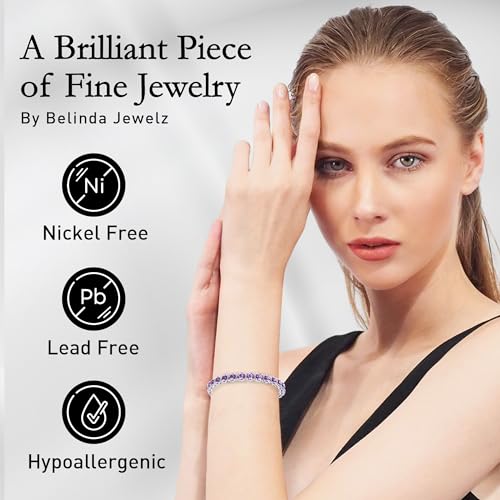 Women's 925 Sterling Silver 10 Ct. 7" Gemstone Bracelet Tennis Circle Rhodium Plated Sparkling Solitaire Round Prong Setting Jewelry Gift For Wedding Christmas 5