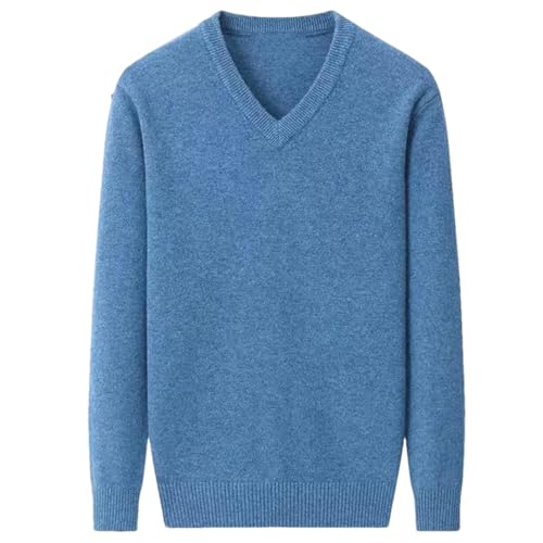 Hdhdeueh Men Cashmere V-Neck Large Sweater Casual Thick Pullovers Knitted Jumper