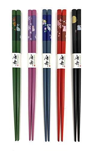 JapanBargain 3644, Bamboo Chopsticks Reusable Japanese Chinese Korean Chopsticks Set Wood Chop Sticks