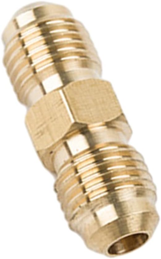 3pc Brass Gas Hose Connector with 1/4" Left Hand Thread Double Nipple Coupling for Propane and Gas Applications, 14-Inch Left-Handed Threaded Nut Design