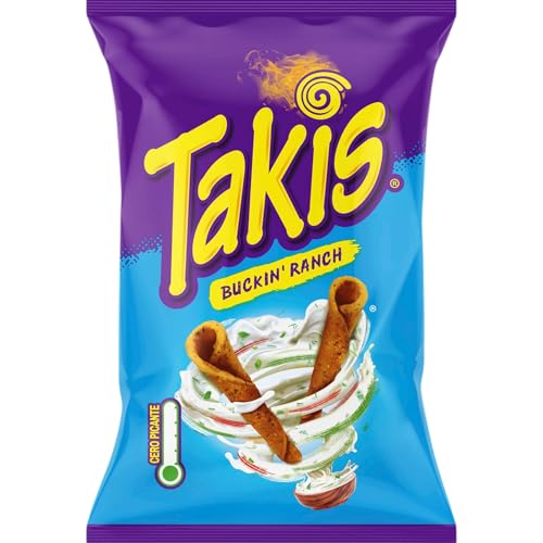 Takis Ranch Zero Heat 100 g | Tortilla Chips mit Ranch Geschmack | Mais Chips Snack | Knabberartikel für Party Filmabend und Alltag | Knusprige frittierte gerollte Snacks | Pikant und würzig