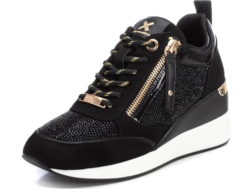 XTI - Zapatilla Cierre de Cremallera para Mujer, Color: Negro, Talla: 39