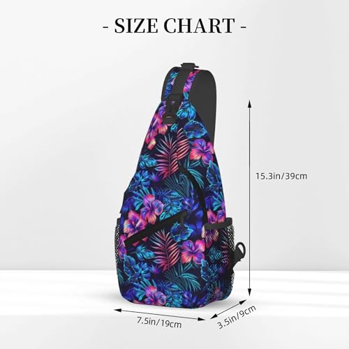 Tropical Hawaii Neon Palm Leav Crossbody bags for women Men Sling Bag Travel Chest Backpack Leisure Sports Outdoor Running Hiking3