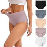 INNERSY Women's Underwear Cotton Soft Underwear High Waisted Breathable Briefs 5 Pack