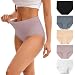 Innersy Women's 5 Pack High Waist Tummy Control Solid Color Cotton Briefs Panties
