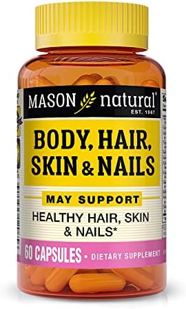 MASON NATURAL Body, Hair, Skin & Nails with Vitamins A, E, C and Biotin - Healthy Hair, Skin and Nails, Premium Beauty Supplement, 60 Capsules