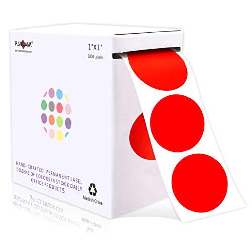 PARLAIM 1 Inch Round Permanent Adhesive Color-Code Dot Stickers,1000 per Roll dots Label Dispenser...