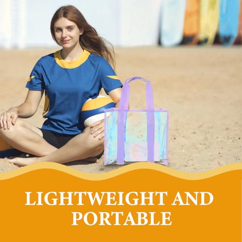 Homoyoyo Holographic Beach Bag Set for Women Large Capacity Pvc Tote with Zipper Versatile Hanging Pouch for Summer Outings and3