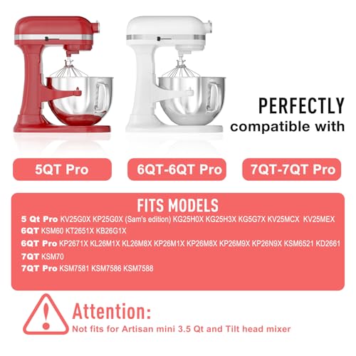 Image of 6QT Stainless Steel Mixer Bowl for Kitchenaid Stand Mixers, Kitchen Aid Mixing Bowl for 6QT Lift Mixer with Handle