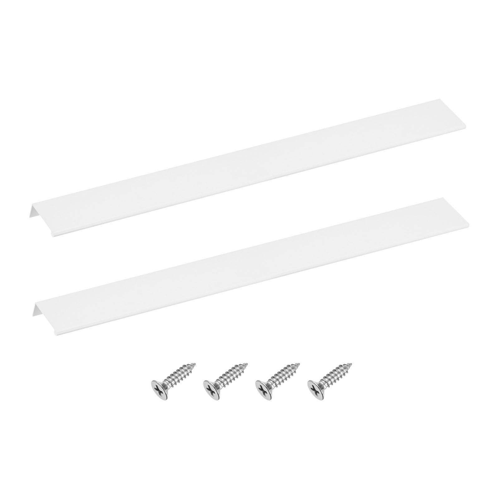 sourcing map Cabinet Finger Edge Pull, 2pcs 500mm / 19.69" Aluminum Alloy Back Mount Hidden Drawer Edge Handles, Modern Concealed Tab Pulls for Home Kitchen Furniture, White