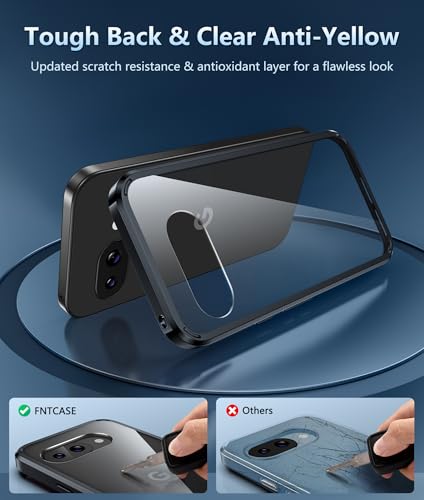 Image of FNTCASE for Google Pixel 9a Case: Military Grade Drop Protection Anti Yellowing Cell Phone Cover - Rugged Shockproof Protective Bumper Transparent Cases(Black)