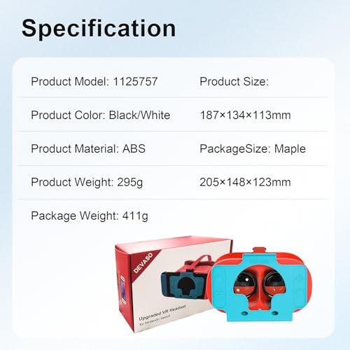 VR-Headset für Nintendo Switch OLED & Switch - Verstellbare HD-Linsen & Kopfband, Bequeme 3D-Brille für Zelda, Mario Odyssey, Smash Bros VR-Gaming