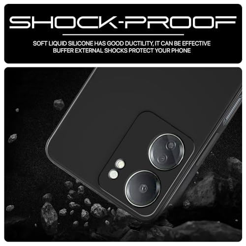 Image of WOW IMAGINE Back Cover for Redmi 13C 4G and for Poco C65 | Ultra Slim Soft Rubberised Case | Inner Velvet Fabric Lining | Matte Silicone Flexible Mobile Case | Camera Protection - Black