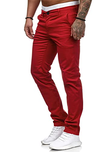 Image of HUNGSON Mens Chinos Dress Pants Slim Fit Stretch Business Casual Golf Work Slacks Trousers