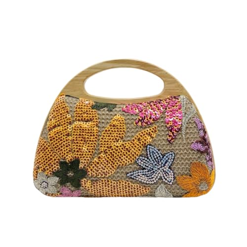Image of UMREN Straw Clutch Handbags Women Beach Crossbody Hand-woven Summer Purse Wallet Top handle Evening Bag for Wedding Party