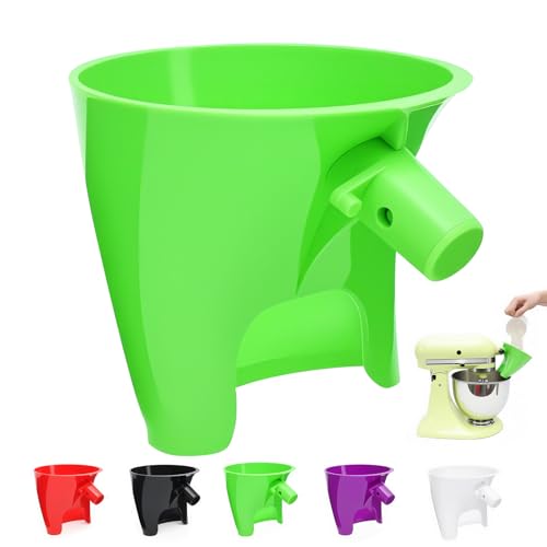 Embudo de harina antiderrames de plástico verde para batidora KitchenAid Artisan KSM150 de 5 qt