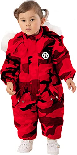 XIFAMNIY Girls Boys One Piece Snowsuits Overalls Ski Suits Waterproof Coats Jackets Jumpsuits for Winter 2T-5T Baby Toddler…