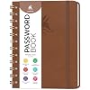 Clever Fox Password Book Spiral Mini Internet Address & Password Organizer with Laminated Alphabetical Tabs Small Password Keeper Journal Hardcover, Pocket Size, 4.7x5.7 (Brown)