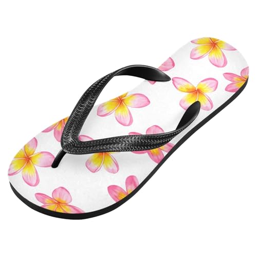 Pink Flower White Flip Flops for Beach Thong Sandals Anti-slip Lightweight Flat Slippers for Indoor Outdoor House2
